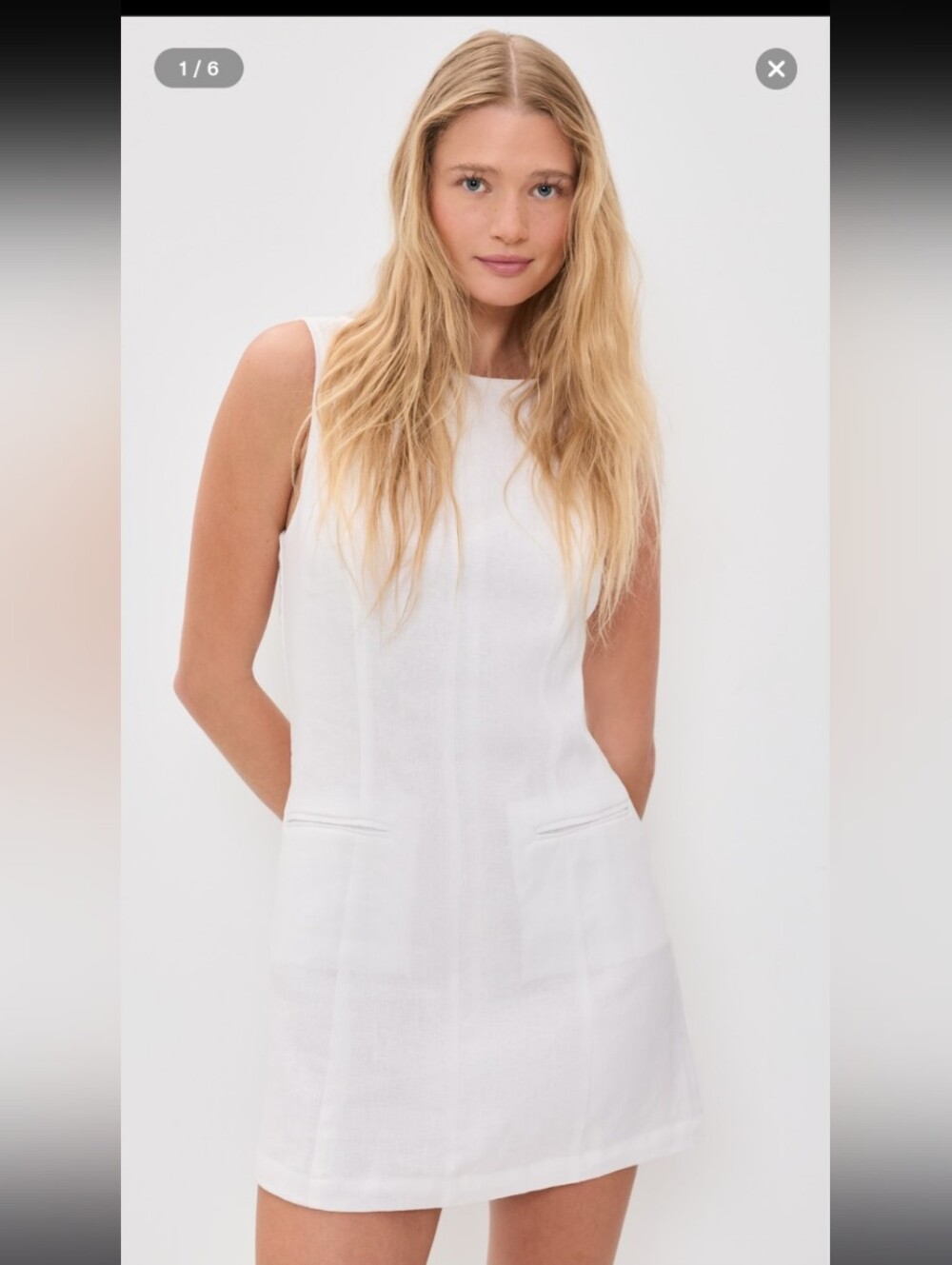 Reformation  Citron White Sleeveless Mini linen  Dress - Picture 3 of 9